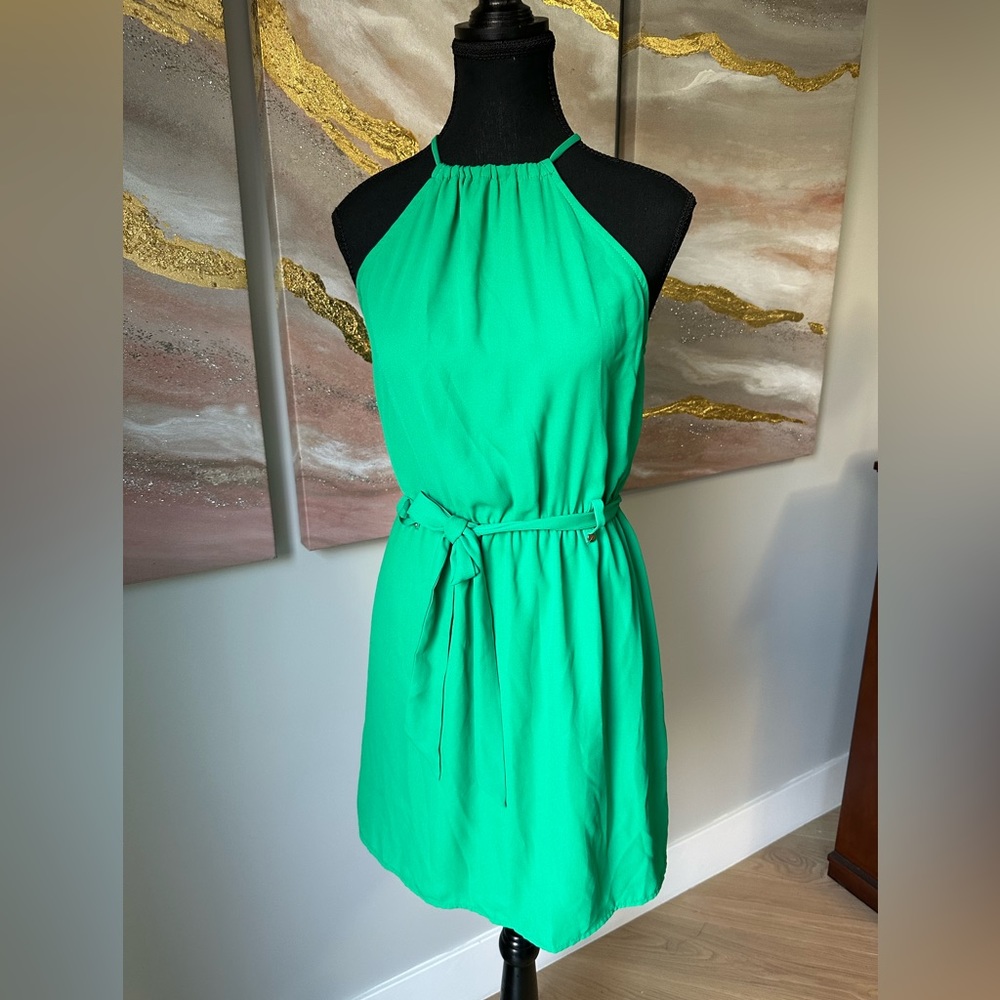 Bright Green Halter Neck Top Dynamite Dress, SUMMER/SPRING DRESS, WEDDING GUEST